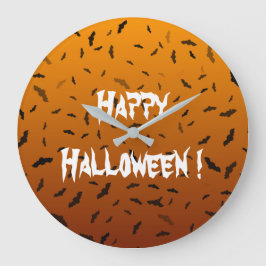 ハロウィンのコウモリ ラージ壁時計