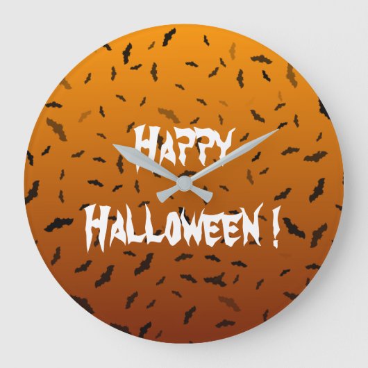 ハロウィンのコウモリ ラージ壁時計 (正面)