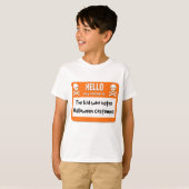 ハロウィンのコスチュームのネームタグ嫌いな少年 Tシャツ (正面フル)