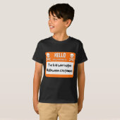 ハロウィンのコスチュームのネームタグ嫌いな少年 Tシャツ (正面フル)