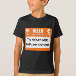 ハロウィンのコスチュームのネームタグ嫌いな少年 Tシャツ