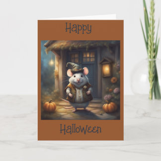 ハロウィンのコスチュームを着たかわいい太ったネズミ カード