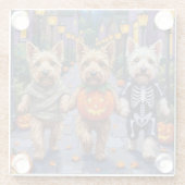 ハロウィンのコスチュームを着たウィートテリアの犬 ガラスコースター (裏面)