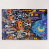 ハロウィンのコスチュームを着たセントバーナード ジグソーパズル (横)