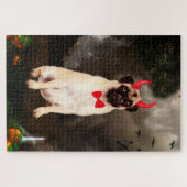 ハロウィンのコスチュームを着たパグ犬 ジグソーパズル (横)