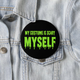 ハロウィンのコスプレが怖いのは私自身 おもしろハロウィン 缶バッジ