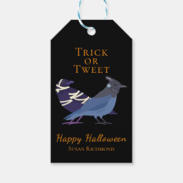 ハロウィンのコスプレ鳥 Trick or Tweet ギフトタグ