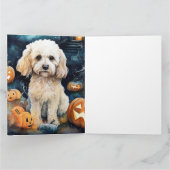 ハロウィンのコッカプーとカボチャの怖いデザイン カード (内部)