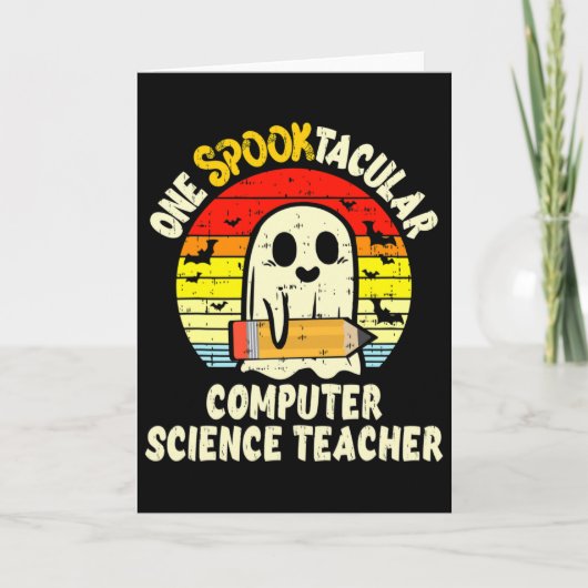 ハロウィンのコンピュータサイエンス教師のお化け カード (正面)