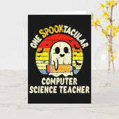ハロウィンのコンピュータサイエンス教師のお化け カード (黄色い花)