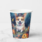 ハロウィンのコーギーとかぼちゃの怖いデザイン 紙コップ (正面)