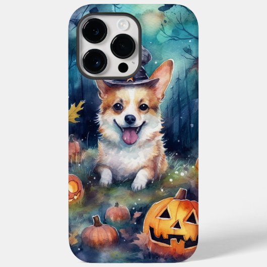 ハロウィンのコーギーとカボチャのかわいい怖いデザイン Case-Mate iPhoneケース (裏面)