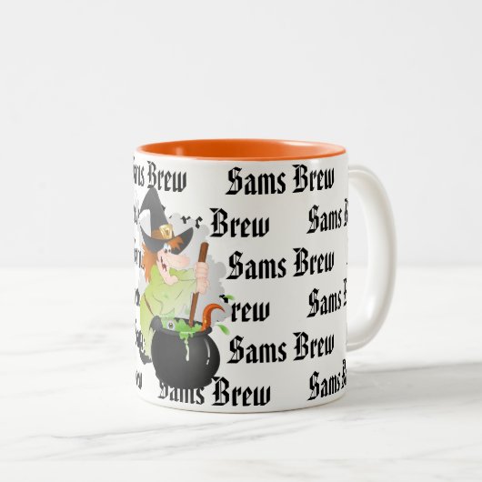 ハロウィンのコーヒーマグカスタムの名前の魔法使いの醸造物 ツートーンマグカップ (正面右)