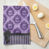 ハロウィンのゴシック様式バロック式のスカルタオル キッチンタオル (四つ折り)