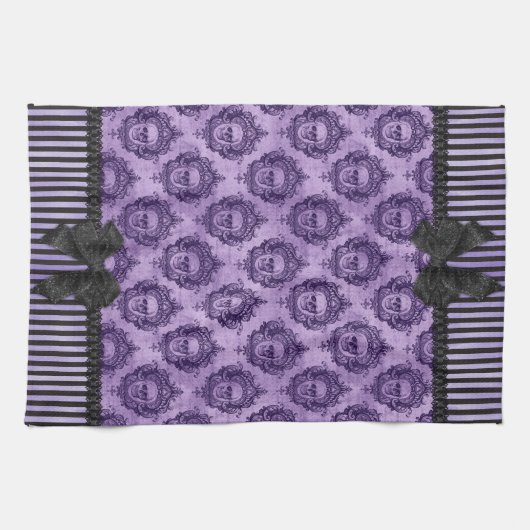 ハロウィンのゴシック様式バロック式のスカルタオル キッチンタオル (横)