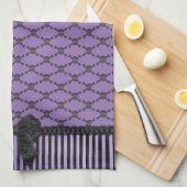 ハロウィンのゴシック様式海賊スカルnはタオルの骨を抜きます キッチンタオル (四つ折り)