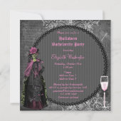 ハロウィンのゴシック様式花嫁のぼろぼろのシックなバチェロレッテ 招待状 (裏面)