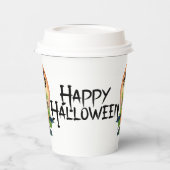 ハロウィンのゴブリンがカボチャの陰に隠れている 紙コップ (左)