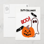 ハロウィンのゴーストとカボチャ ポストカード (正面/裏面)