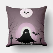 ハロウィンのゴーストとコウモリと満月 クッション (裏面)