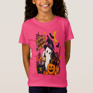 ハロウィンのゴーストと黒猫のかぼちゃ | Tシャツ