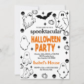 ハロウィンのゴーストの楽しい誕生日パーティーの招待状を編集可能 招待状 (正面)