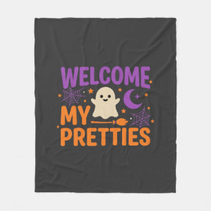 ハロウィンのゴーストへようこそ我が小さき者たちSVGデザイン フリースブランケット