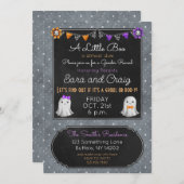 ハロウィンのゴーストまたはブーイ ベイビー 誕生発表招待状 招待状 (正面/裏面)