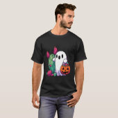 ハロウィンのサボテンの幽霊のお菓子入れ Tシャツ (正面フル)