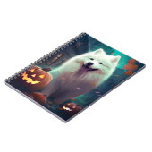 ハロウィンのサモエドとかぼちゃのおばけ ノートブック (左側)