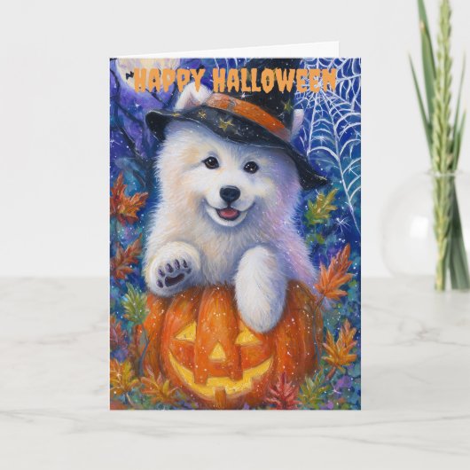 ハロウィンのサモエド シーズンカード (正面)