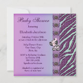 ハロウィンのシマウマの紫色のアニマルプリントのベビーシャワー 招待状 (裏面)