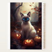 ハロウィンのシャム猫とカボチャの怖いデザイン プランナー手帳 (裏面)