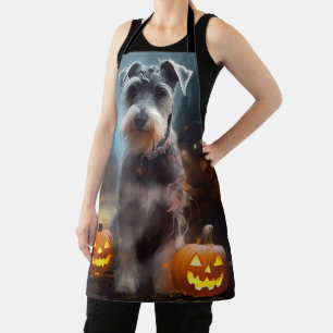 ハロウィンのシュナウザーとかぼちゃの怖いデザイン エプロン