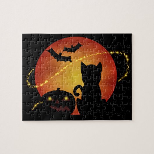 ハロウィンのシルエットシーン ジグソーパズル (横)