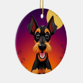 ハロウィンのシーンにいるかわいい犬 セラミックオーナメント (右)