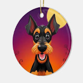 ハロウィンのシーンにいるかわいい犬 セラミックオーナメント (左)