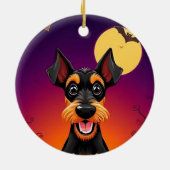 ハロウィンのシーンにいるかわいい犬 セラミックオーナメント (裏面)