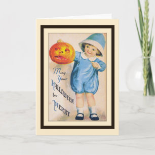 ハロウィンのジャックオーランタンと子供達 カード