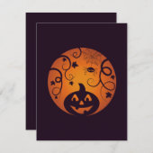 ハロウィンのジャック・オ・ランタンのかぼちゃの顔とクモ シーズンカード (正面/裏面)