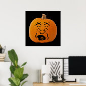 ハロウィンのジャック・オ・ランタンのかわいい怖い顔 ポスター (ホームオフィス)