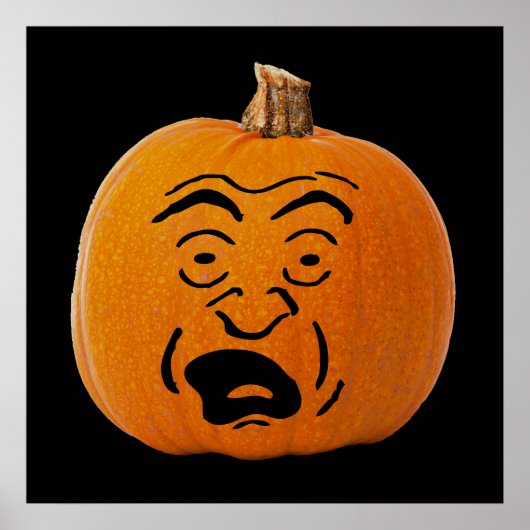 ハロウィンのジャック・オ・ランタンのかわいい怖い顔 ポスター (正面)