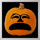 ハロウィンのジャック・オ・ランタン不機嫌顔パンプキン ポスター (正面)