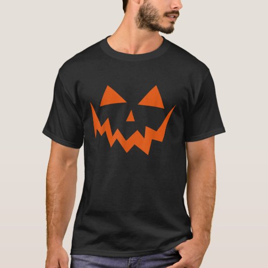 ハロウィンのジャック・オ・ランタン怖い顔のカボチャ Tシャツ (正面)
