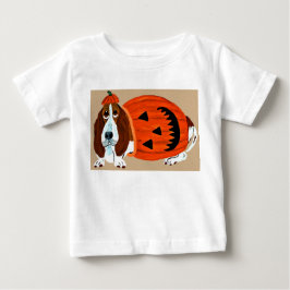 ハロウィンのジャック・オ・ランタン・コスチュームを着たバセットハウンド ベビーTシャツ