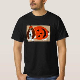 ハロウィンのジャック・オ・ランタン・コスチューム姿のバセットハウンド Tシャツ