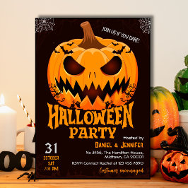 ハロウィンのジャック・オ・ランタン・バットのかぼちゃの炎 招待状