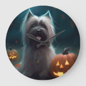 ハロウィンのスカイテリアとかぼちゃの怖いデザイン ラージ壁時計 (正面)