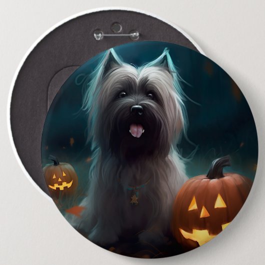 ハロウィンのスカイテリアとかぼちゃの怖い  缶バッジ (正面&裏面)