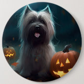 ハロウィンのスカイテリアとかぼちゃの怖い  缶バッジ (正面)
